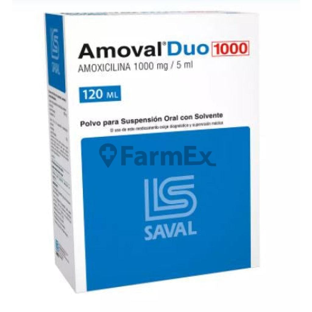 Amoval Duo 1000 mg / 5 mL x 120 mL Farmex-MiaHealth-Persistente